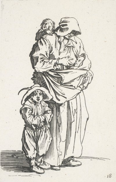Una madre e i suoi tre figli, da I mendicanti (La mère et ses trois enfants) da Jacques Callot