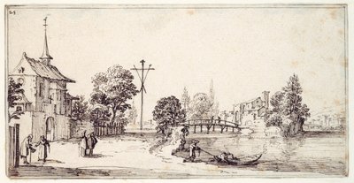 Una strada lungo la riva del fiume da Jacques Callot