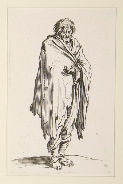 Mendicante a capo scoperto e piedi nudi, da I mendicanti da Jacques Callot