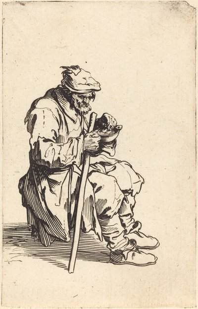 Mendicante che mangia, c. 1622 da Jacques Callot