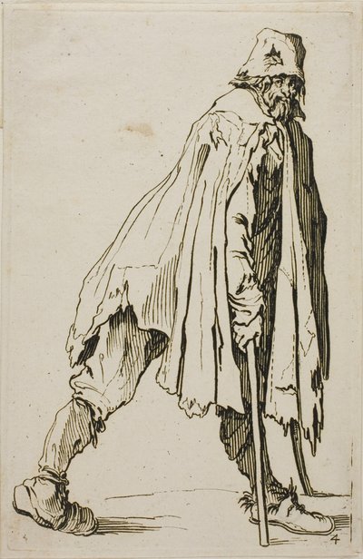 Mendicante su Stampelle con Cappello, tavola quattro da I Mendicanti da Jacques Callot