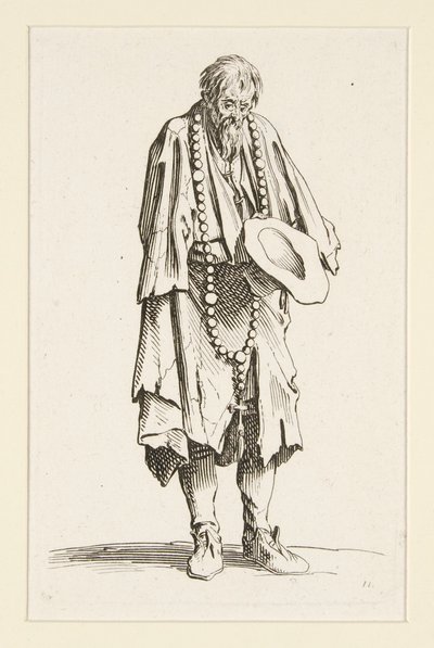 Mendicante con un rosario, da I Mendicanti (Le mendiant au rosaire) da Jacques Callot