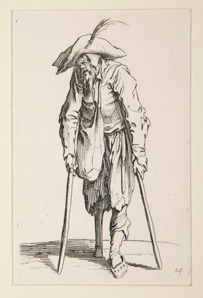 Mendicante con una gamba di legno, da I mendicanti da Jacques Callot