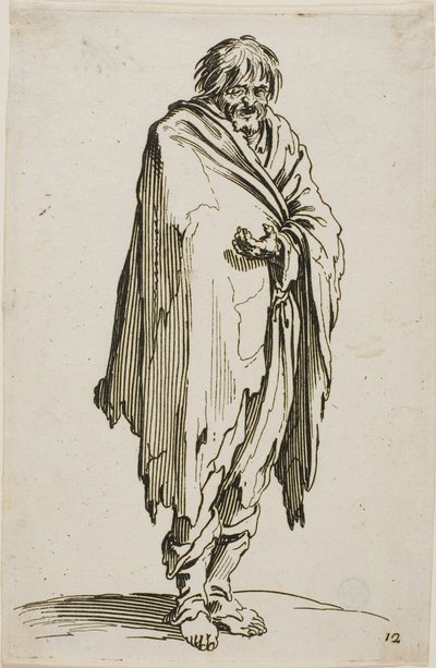 Mendicante senza Cappello o Scarpe, tavola dodici da I Mendicanti da Jacques Callot