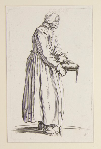 Mendicante donna che porta una ciotola, da I mendicanti (La mendiante à la sébille) da Jacques Callot