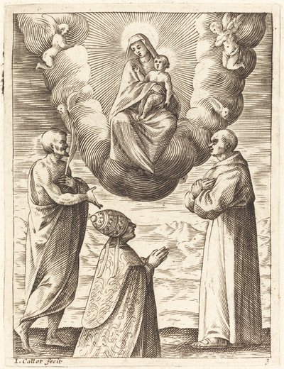 Bonifacio VIII con i Santi Francesco e Crispino che adorano la Vergine e il Bambino da Jacques Callot