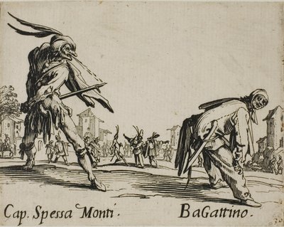 Capitan Spessa Monti - Begattino, tavola 10 da Balli di Sfessania da Jacques Callot