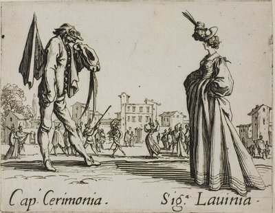 Capitano Cerimonia - Signora Lavinia, plate 3 from Balli di Sfessania da Jacques Callot