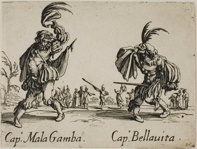 Capitano Mala Gamba - Capitano Bellavita, plate 15 from Balli di Sfessania da Jacques Callot