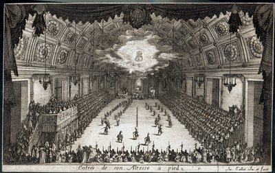 Combattimento a la barriera: Entrata a piedi di Sua Altezza il Duca Carlo IV di Lorena ... (incisione) da Jacques Callot