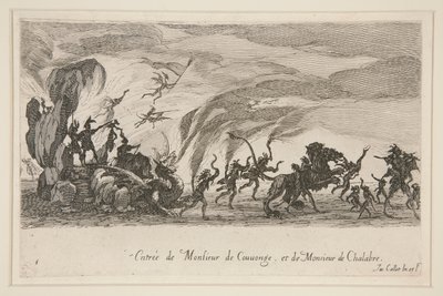 Combattimento alla Barriera, Entrata di Monsieur de Couvonge e di Monsieur de Chalabre da Jacques Callot