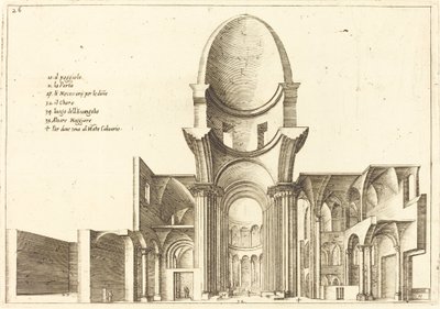 Sezione trasversale di una chiesa da Jacques Callot