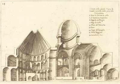Sezione Trasversale della Chiesa del Santo Sepolcro da Jacques Callot