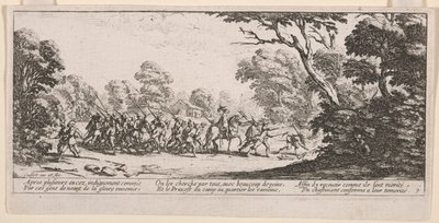 Scoperta dei malfattori, illustrazione da Le grandi miserie della guerra da Jacques Callot