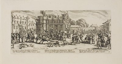 Distruzione di un convento, tavola sei da Le Miserie della Guerra da Jacques Callot