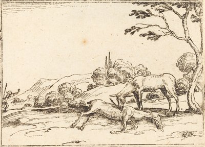 Cerva in lutto per il suo puledro da Jacques Callot