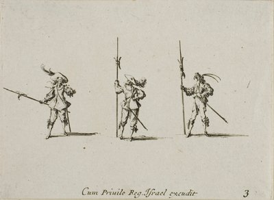 Esercitazione con le alabarde, piatto tre da Gli esercizi militari da Jacques Callot