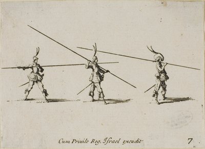 Esercizio con il moschetto, tavola sette da Gli esercizi militari da Jacques Callot