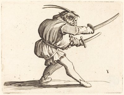 Duellante con due sciabole da Jacques Callot