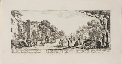 Soldati morenti lungo la strada, tavola sedici da Le miserie della guerra da Jacques Callot