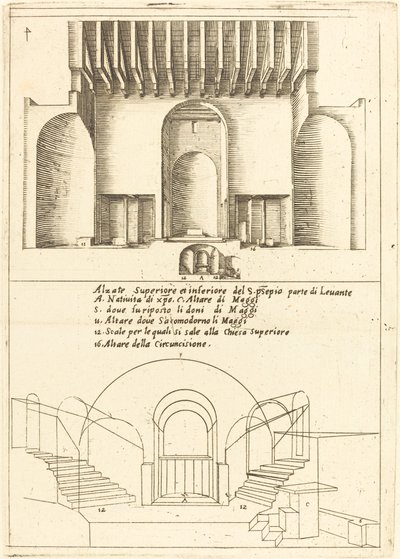 Elevazione della Chiesa della Sacra Mangiatoia da Jacques Callot