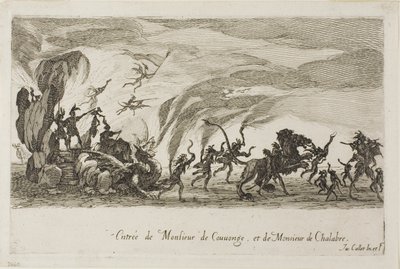 Ingresso di M. de Couvonage e M. de Chalabre, dal Combattimento alla barriera da Jacques Callot