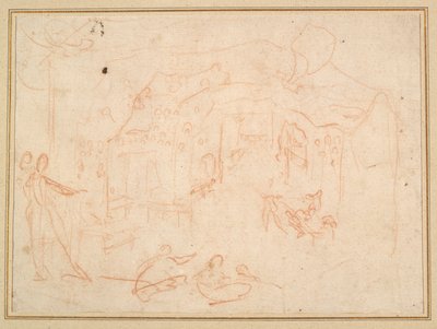 Studi di Figura (recto); Un Set di Scena (verso) da Jacques Callot