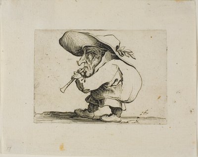 Suonatore di flageolet, da Varie Figure Gobbi da Jacques Callot