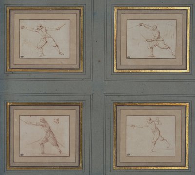 Quattro studi di uno schermidore da Jacques Callot