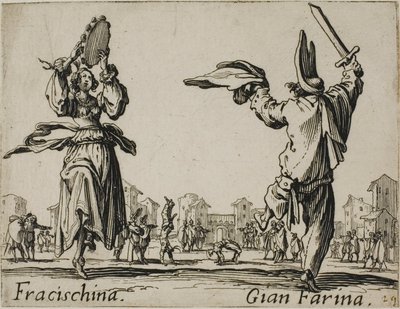Fracischina - Gian Farina, plate 17 from Balli di Sfessania da Jacques Callot