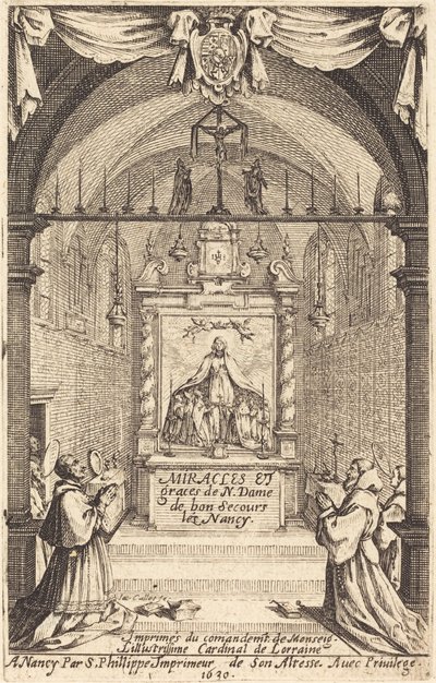 Frontespizio per i miracoli e le grazie della Nostra Signora di "Bon-Secours-les-Nancy" da Jacques Callot