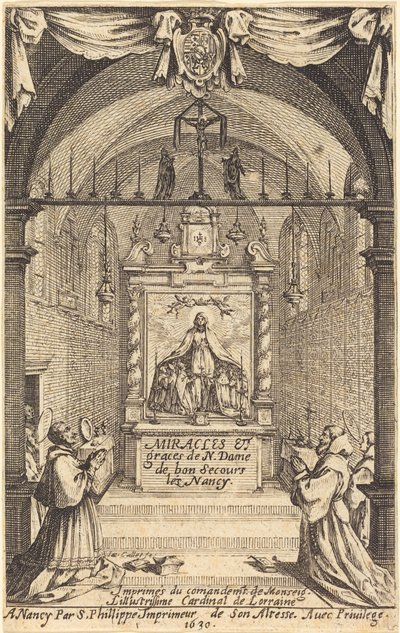 Frontespizio per i miracoli e le grazie della Nostra Signora di "Bon-Secours-les-Nancy" da Jacques Callot