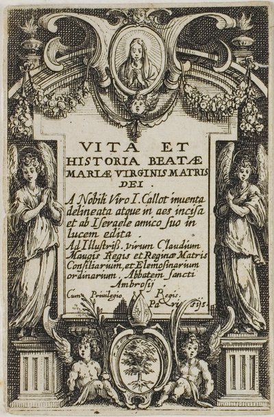 Frontespizio, da La vita della Vergine da Jacques Callot