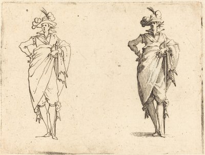 Gentiluomo visto di fronte con mano sul fianco da Jacques Callot