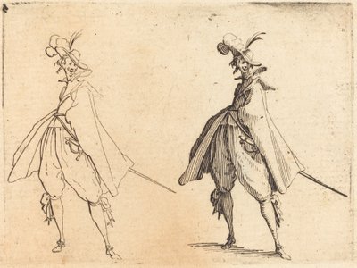 Gentiluomo in Grande Mantello, Vista Frontale da Jacques Callot