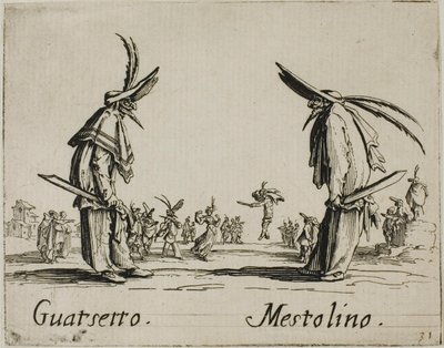 Guatsetto - Mestolino, plate 5 from Balli di Sfessania da Jacques Callot