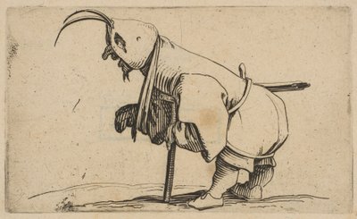 Il mendicante con cappuccio, dalla serie Varie Figure Gobbi, suite, 1616-22 da Jacques Callot
