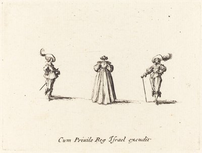 Signora vista da dietro e due gentiluomini da Jacques Callot