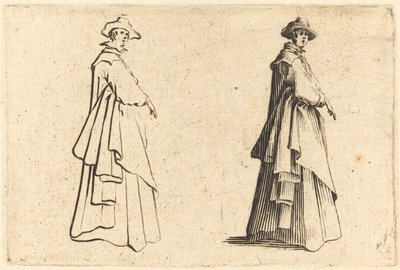 Signora con un grande cappotto da Jacques Callot