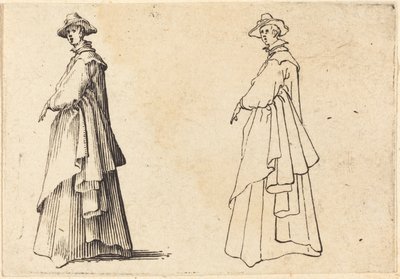 Signora con un grande cappotto da Jacques Callot