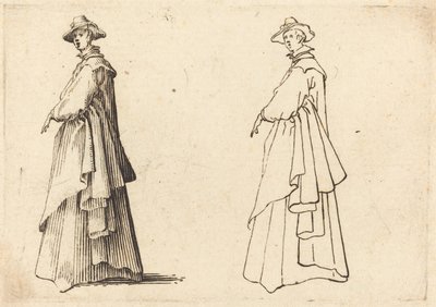 Signora con un grande cappotto da Jacques Callot