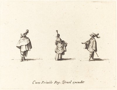 Signora con vestito raccolto e due gentiluomini da Jacques Callot