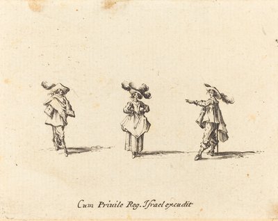 Signora con grandi piume e due gentiluomini da Jacques Callot