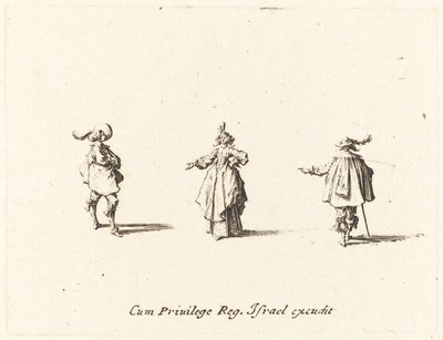 Signora con braccio teso e due gentiluomini da Jacques Callot