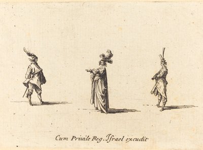 Signora con cappello piumato e due gentiluomini da Jacques Callot