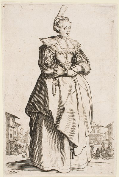 Signora con un Cappello Sollevato (dalla serie "La Nobiltà di Lorena") da Jacques Callot