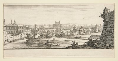 Paesaggio con grandi edifici imponenti da Jacques Callot