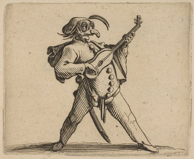 Il comico mascherato che suona la chitarra da Jacques Callot