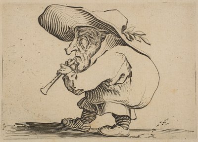 Il suonatore di flageolet, da Varie Figure Gobbi, suite chiamata a..., 1616-22 da Jacques Callot