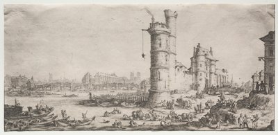 Les deux grandes vues de Paris: Vue du Pont Neuf, 1628-1630 da Jacques Callot